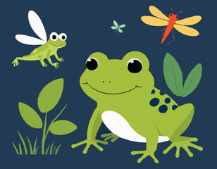 Friendly Frog and Dragonfly Friend