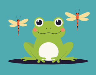 Friendly Frog and Dragonfly Friend