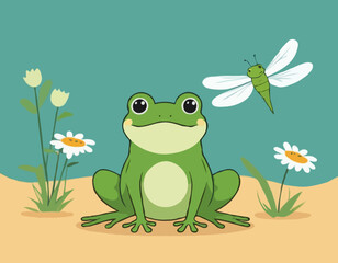 Friendly Frog and Dragonfly Friend