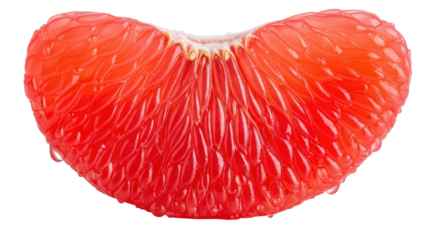Isolated Slice of Red Grapefruit, Juicy and Fresh