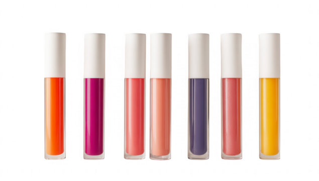 Six tubes of lip gloss in various colors