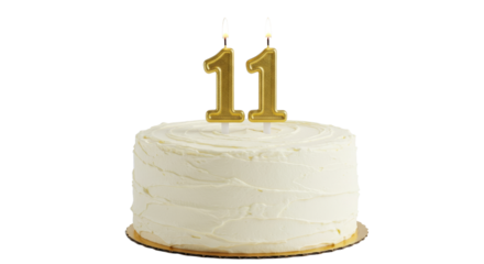 Celebrating Eleventh Birthday with Cake and Candles