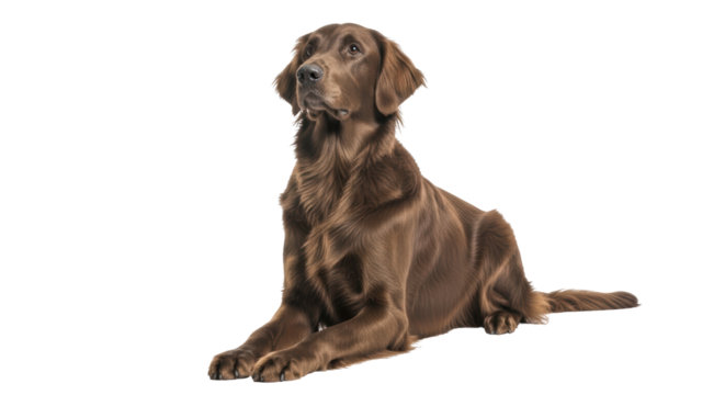 Isolated Brown Flat Coated Retriever