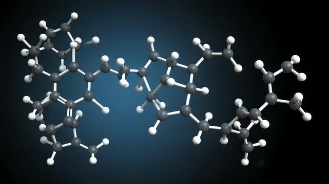 Molecular Structure Animation Against Dark Blue Backdrop Depicting Scientific Chemical Bonds