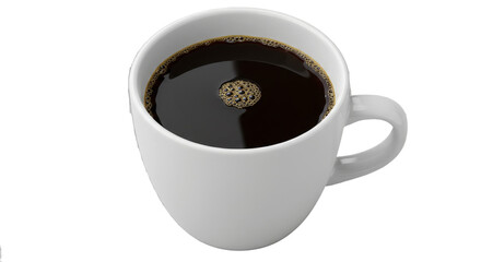 Drinking Coffee in White Mug with Bubbles