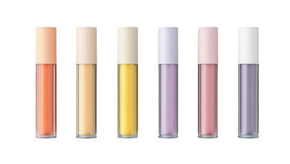 Five tubes of colorful lip gloss