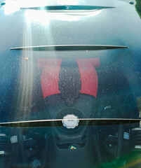 Engine of a modern, high-end Italian sports car representing beauty, wealth and luxury