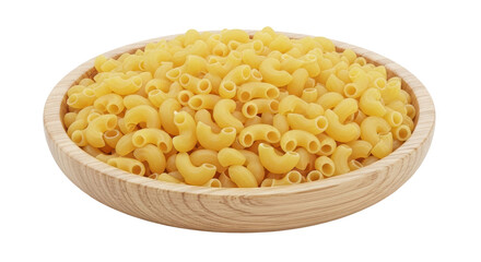Isolated Elbow Macaroni in Wooden Bowl