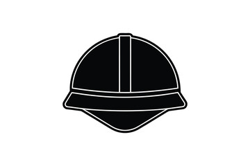 Fototapeta premium Hard Hat Safety Equipment Icon Isolated on White Background Construction Worker Head Protection Gear Black and White Silhouette black white silhouette hard hat