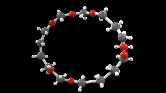 Three Dimensional Molecular Structure Ring Model with Black Background