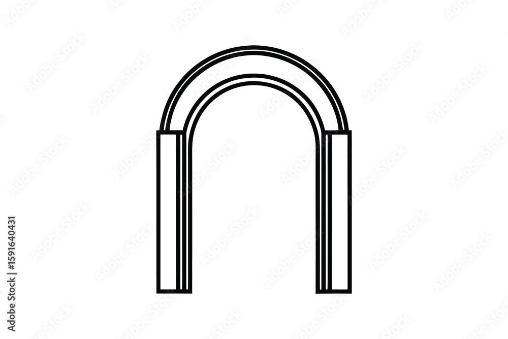 Poster elegant archway design with double lines and rounded top isolated on white background creating a min