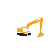 Excavator bulldozer heavy machinery logo design