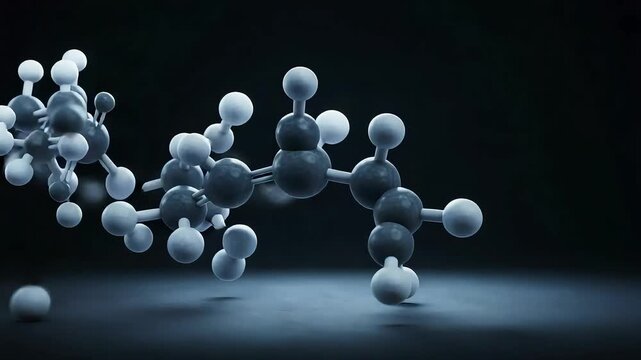Three Dimensional Representation Of Molecular Structure With Spherical Atoms Against Dark Background