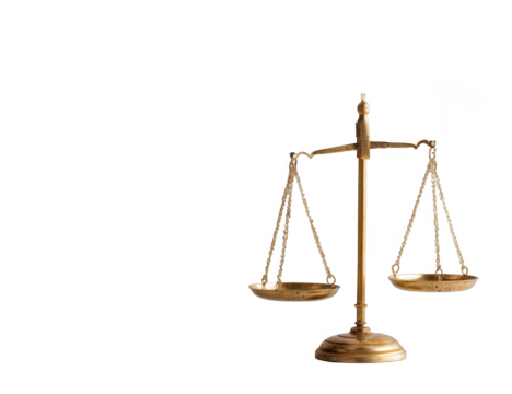 Gold scales of justice, balanced