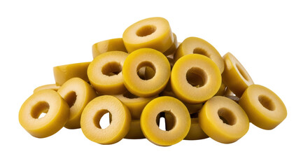 Isolated Pile of Sliced Green Olives