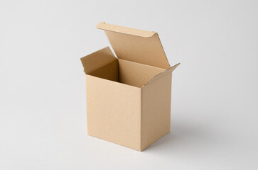 Kraft cardboard packaging box mockup on neutral background