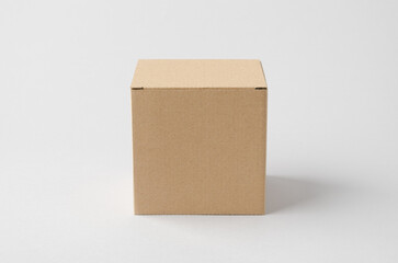 Kraft cardboard packaging box mockup on neutral background