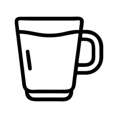 Black outline of a glass mug with liquid beverage drink