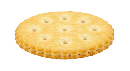 Single Round Salted Cracker Biscuit Isolated on White Background Product Shot