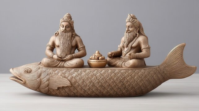 Matsya Avatar Statue - Hindu God Vishnu, Fish Incarnation