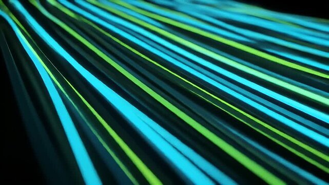 Abstract Flowing Blue and Green Light Streaks Slow Motion