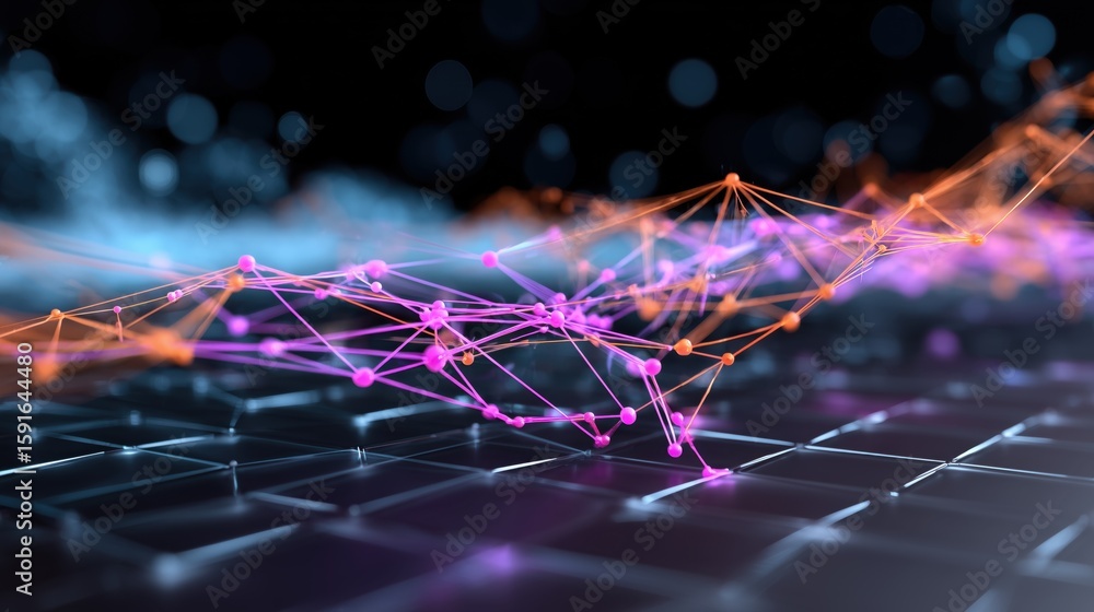 Poster dynamic visualization of a 3d network with vibrant connections