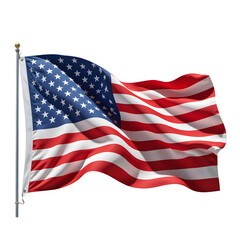 Fototapeta premium Waving USA Flag with Realistic Fabric Texture on Transparent Background