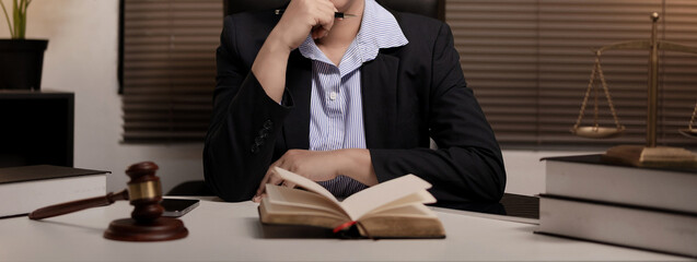 lawyer hammer on wood table, Judge's gavel, law, lawyer working in office.