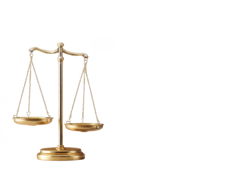 Golden scales of justice, balanced