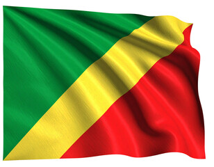 Obraz premium Republic of the Congo National Flag Waving Illustration on Transparent Background.