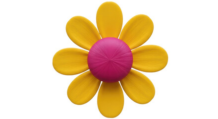 Isolated Yellow Flower with Pink Center