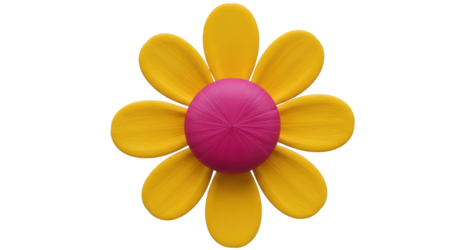 Isolated Yellow Flower with Pink Center - Powered by Adobe