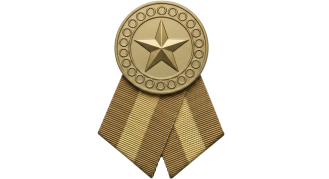 Isolated Award Medal with Ribbon