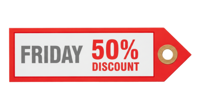 Isolated Red Friday 50% Discount Tag