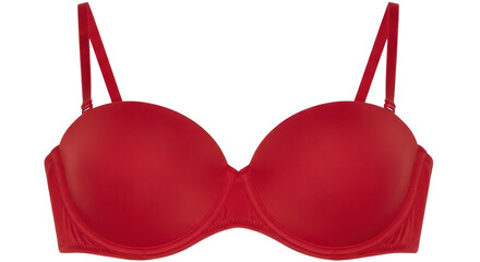 Isolated Red Strapless Bra