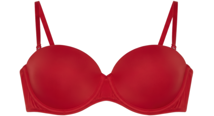 Isolated Red Strapless Bra