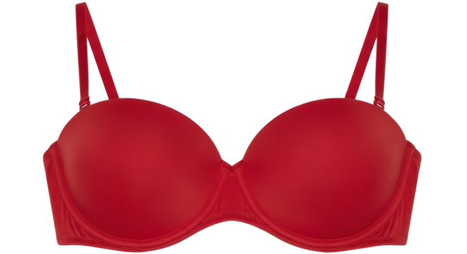 Isolated Red Strapless Bra