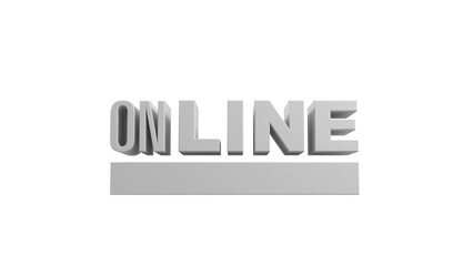Online , white 3d text on transperent
