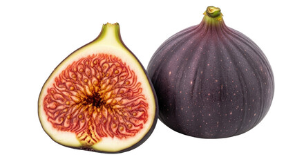 Isolated Fresh Figs, Whole and Halved
