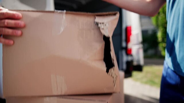Delivery Mishap: Box Smashed By Careless Mailman