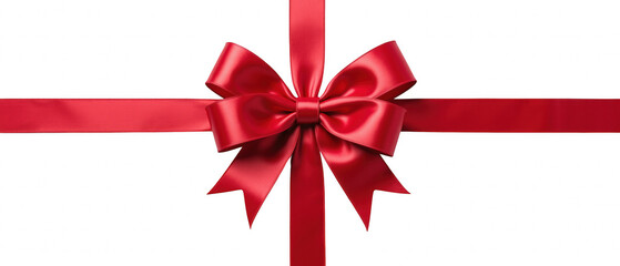 Vibrant red ribbon with large bow, perfect for gift wrapping, adds festive touch to any occasion