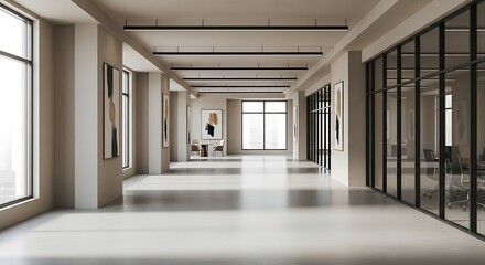 Sleek and modern office space showcasing architectural design with natural light interior