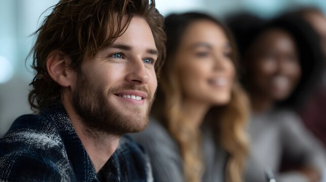 Young adults learning about investing together in a classroom setting