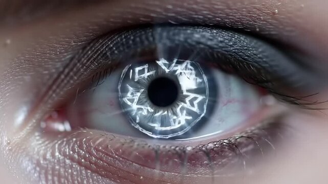 Glowing Eye Rune Symbol Closeup.