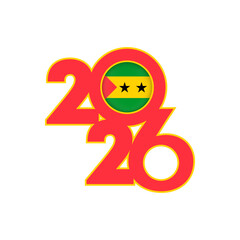 2026 banner with Sao Tome and Principe flag inside.