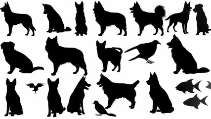 Black silhouettes of animals - Powered by Adobe