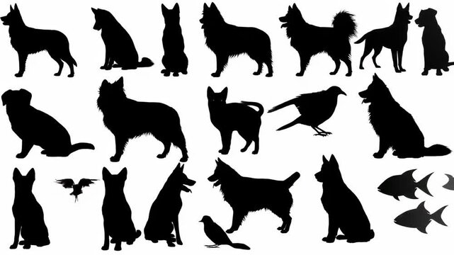 Black silhouettes of animals