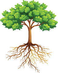 Tree with Root System Illustration Ecology and Nature Concept