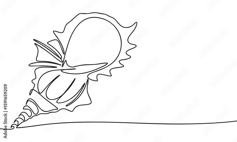 Poster a shell one line continuous. line art silhouette shell vector art.