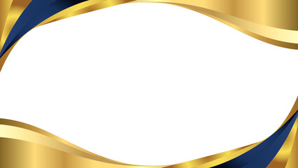 Elegant Wavy Gold and Blue Frame Background